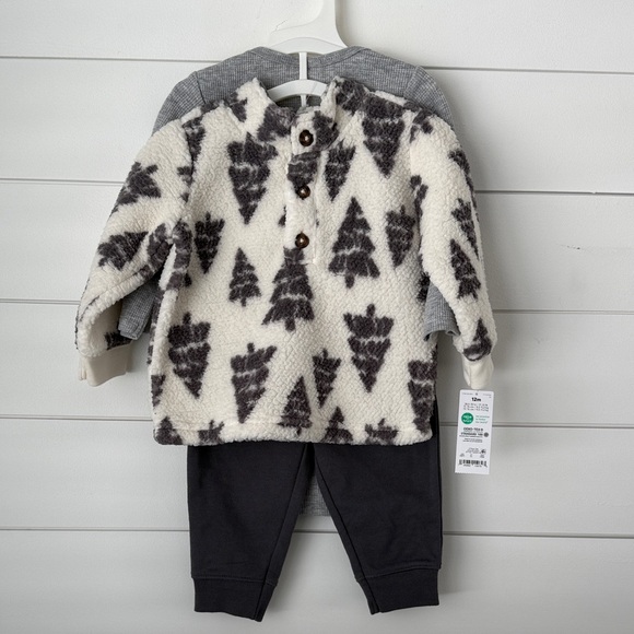 Carter's Other - NWT-Carter's 12mo Boy’s Gray and White Fleece Set